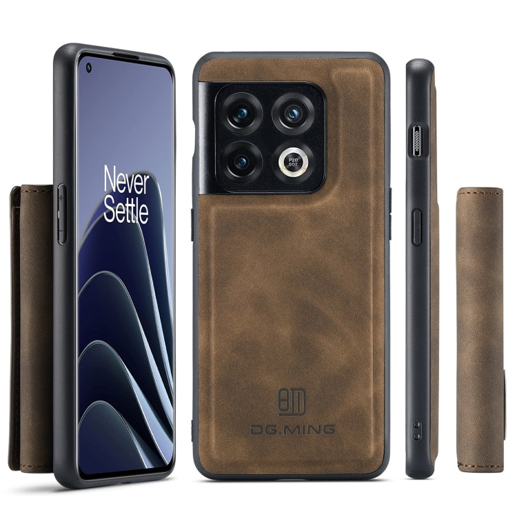 For OnePlus 10 Pro DG.MING M1 Series 3-Fold Multi Card Wallet + Magnetic Phone Case(Coffee) - OnePlus Cases by DG.MING | Online Shopping South Africa | PMC TechLife | Buy Now Pay Later Mobicred