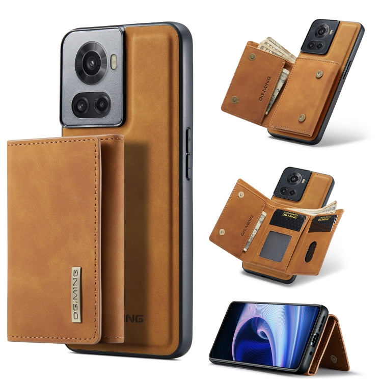 For OnePlus Ace/10R DG.MING M1 Series 3-Fold Multi Card Wallet + Magnetic Phone Case(Brown) - free shipping - PMC TechLife - Order now!