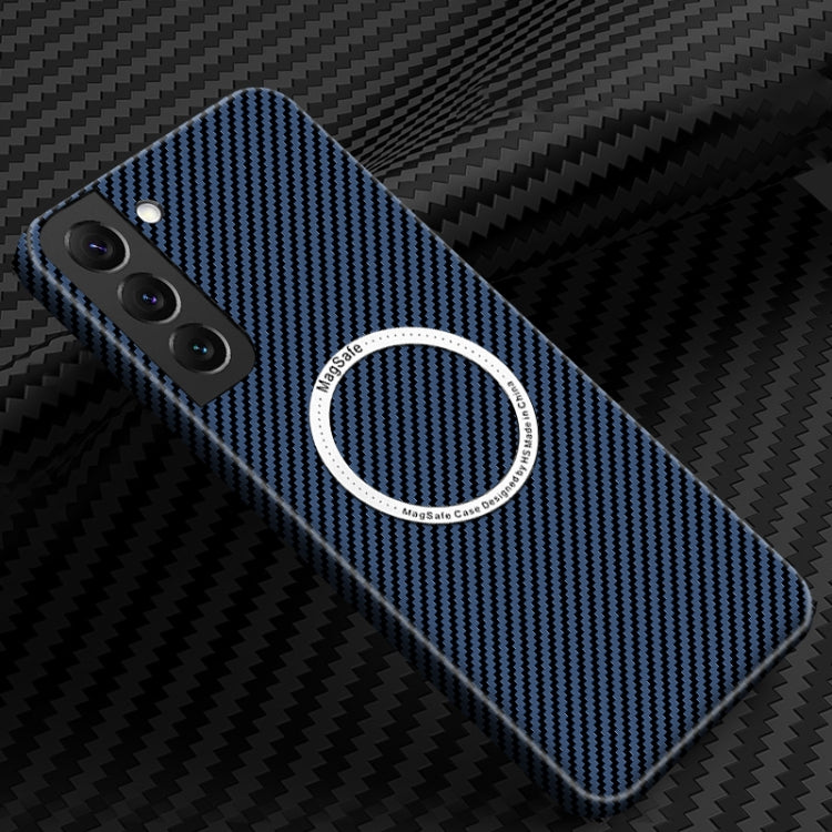 For Samsung Galaxy S22 5G Carbon Fiber Texture MagSafe Magnetic Phone Case(Blue) - Galaxy S22 5G Cases by PMC TechLife | Online Shopping South Africa | PMC TechLife