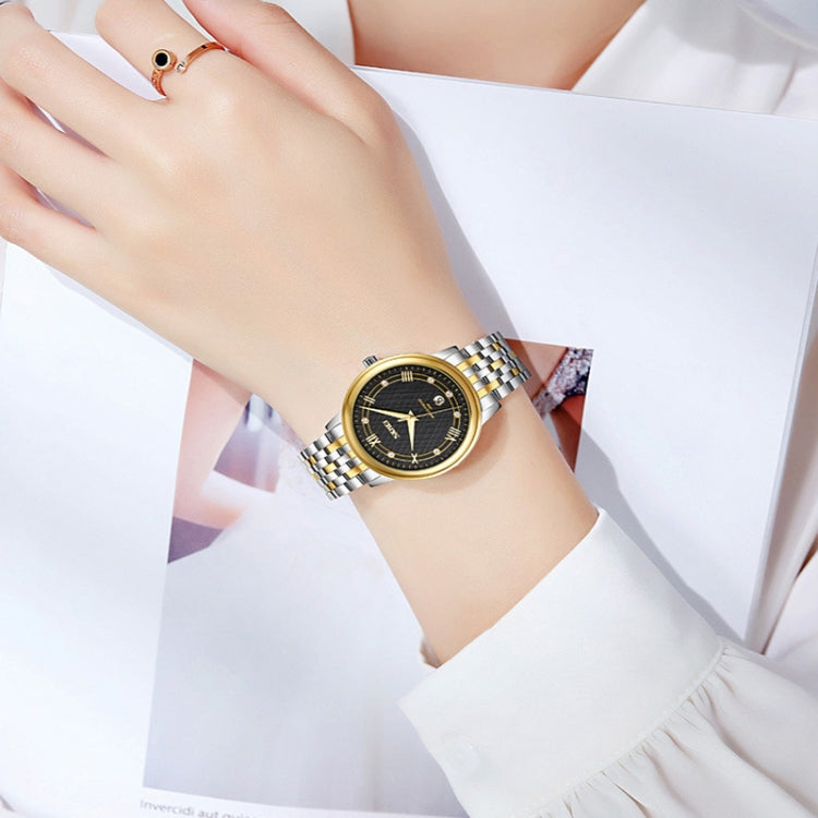 SKMEI 9272 Stainless Steel Buckle Strap Waterproof Quartz Watch Women(Silver Shell Black Surface) - free shipping - PMC TechLife - Order now!