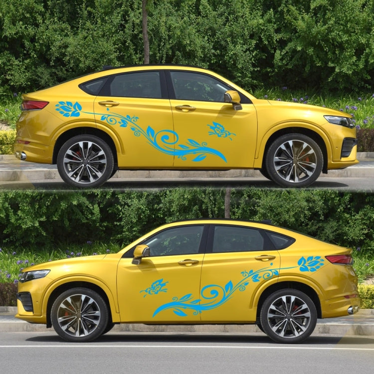 2 PCS/Set D-251 Butterfly Love Flowers Pattern Car Modified Decorative Sticker(Blue) - Decorative Sticker by PMC TechLife | Online Shopping South Africa | PMC TechLife | Buy Now Pay Later Mobicred