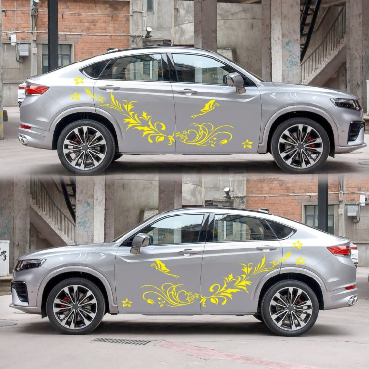 D-462 Butterfly Loves Flowers Pattern Car Modified Decorative Sticker(Yellow) - Decorative Sticker by PMC TechLife | Online Shopping South Africa | PMC TechLife | Buy Now Pay Later Mobicred