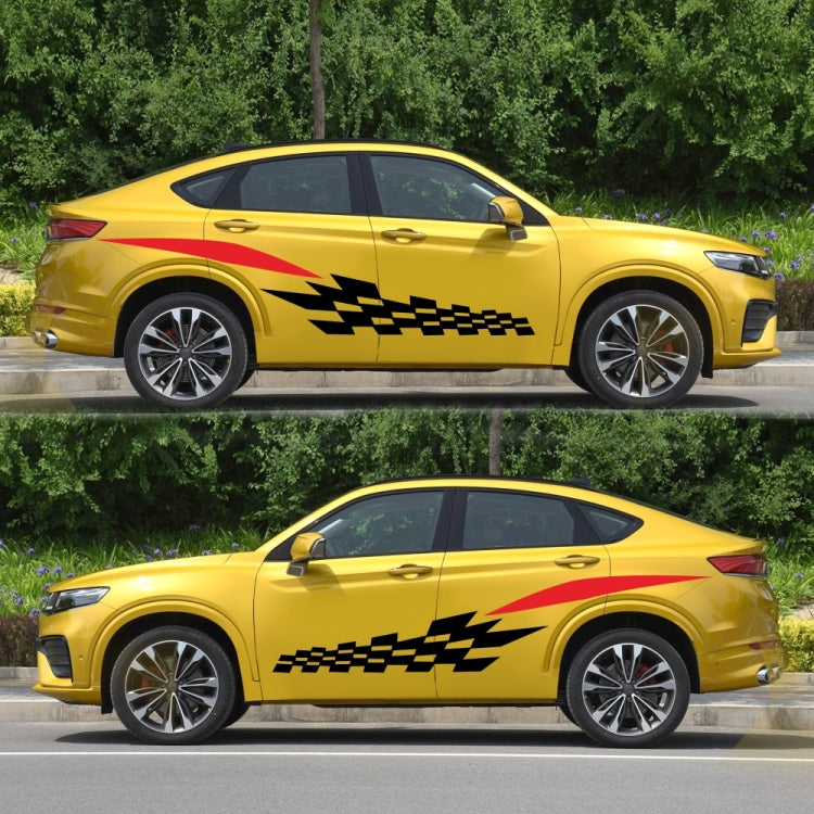 2 PCS/Set D-538 Checkered Totem Pattern Car Modified Decorative Sticker(Black+Red) - Decorative Sticker by PMC TechLife | Online Shopping South Africa | PMC TechLife | Buy Now Pay Later Mobicred