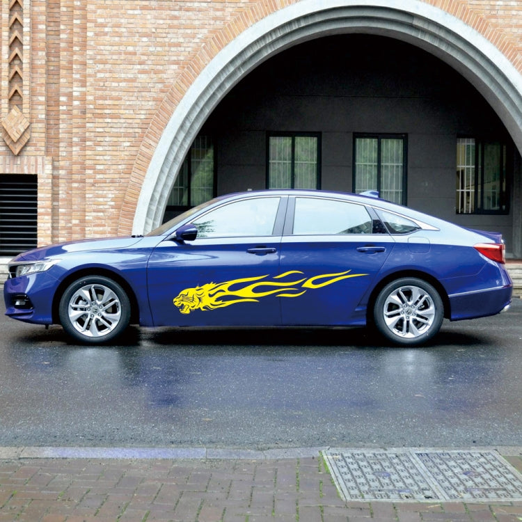 2 PCS/Set D-815 Flame Lion Pattern Car Modified Decorative Sticker(Yellow) - Decorative Sticker by PMC TechLife | Online Shopping South Africa | PMC TechLife | Buy Now Pay Later Mobicred