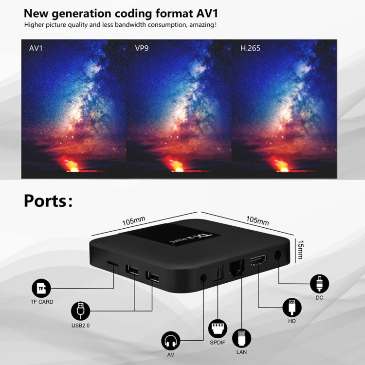 TX3 mini+  Android 11.0 Smart TV Box, Amlogic S905W2 Quad Core, Memory:4GB+64GB, 2.4GHz / 5GHz WiFi(EU Plug) - Amlogic S905 by PMC Jewellery | Online Shopping South Africa | PMC Jewellery | Buy Now Pay Later Mobicred