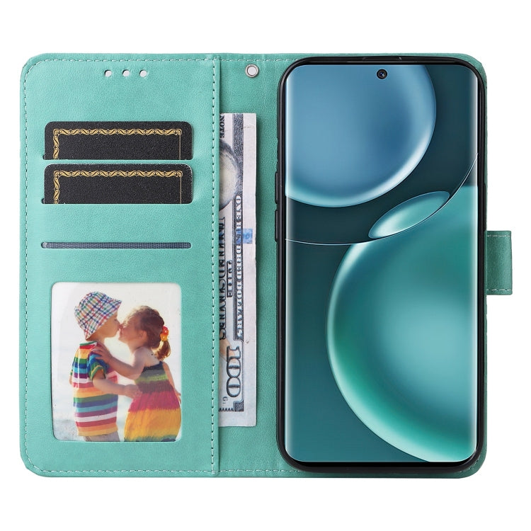 For Honor Magic4 / Magic4 Pro Embossed Sunflower Leather Phone Case(Green) - Honor Cases by PMC TechLife | Online Shopping South Africa | PMC TechLife