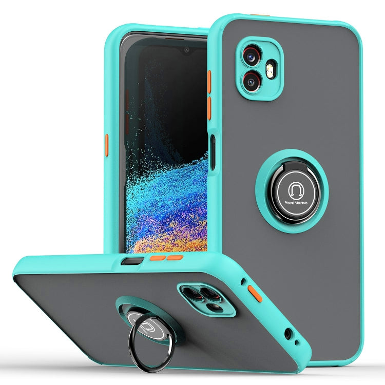 For Samsung Galaxy Xcover6 Pro Q Shadow 1 Series TPU + PC Phone Case with Ring Holder(Sky Blue) - Galaxy Phone Cases by PMC Jewellery | Online Shopping South Africa | PMC Jewellery