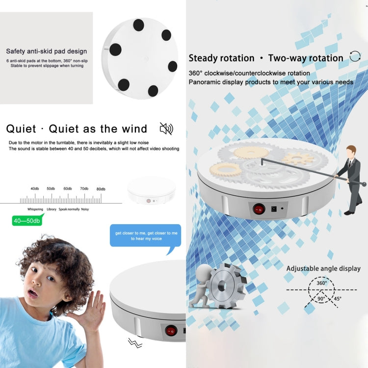 30cm Charging Rotating Display Stand Video Shooting Turntable, Load: 100kg, Power Plug:US Plug(White) -  by PMC TechLife | Online Shopping South Africa | PMC TechLife | Buy Now Pay Later Mobicred