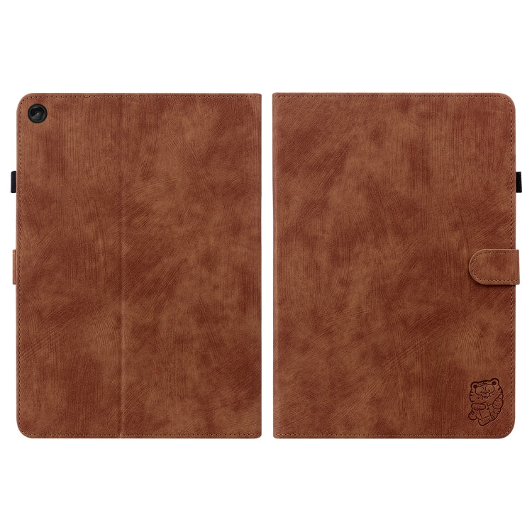 For Lenovo Tab M10 10.1 3rd Gen Tiger Pattern PU Tablet Case(Brown) - Lenovo by PMC TechLife | Online Shopping South Africa | PMC TechLife | Buy Now Pay Later Mobicred