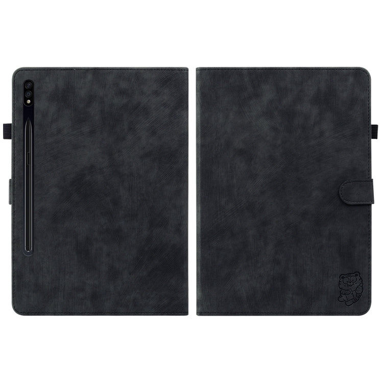 For Samsung Galaxy Tab S9 Tiger Pattern Flip Leather Tablet Case(Black) - Galaxy Tab S9 Cases by PMC Jewellery | Online Shopping South Africa | PMC Jewellery | Buy Now Pay Later Mobicred