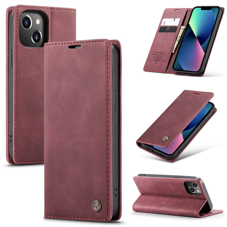 For iPhone 14 CaseMe-013 Multifunctional Retro Frosted Leather Phone Case (Wine Red) - iPhone 14 Cases by CaseMe | Online Shopping South Africa | PMC Jewellery | Buy Now Pay Later Mobicred