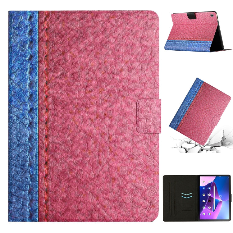 For Lenovo Tab M10 Plus Stitching Solid Color Smart Leather Tablet Case(Rose Red) - Lenovo by PMC TechLife | Online Shopping South Africa | PMC TechLife | Buy Now Pay Later Mobicred