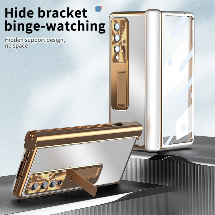 For Samsung Galaxy Z Fold4 Aluminum Alloy Double Hinge Shockproof Phone Protective Case(Silver Gold) - free shipping - PMC TechLife - Order now!