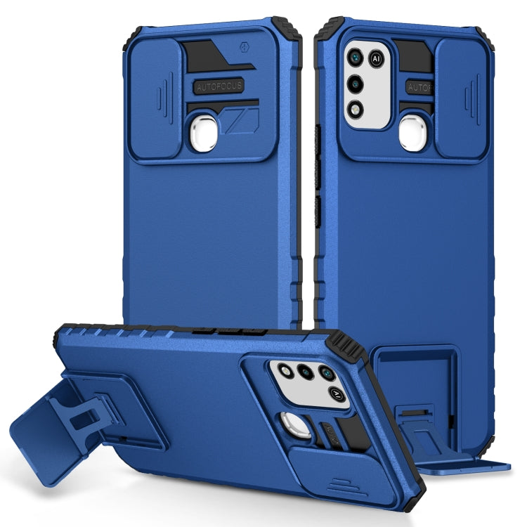 For Infinix Hot 10 Play/11 Play Stereoscopic Holder Sliding Camshield Phone Case(Blue) - Infinix Cases by PMC TechLife | Online Shopping South Africa | PMC TechLife