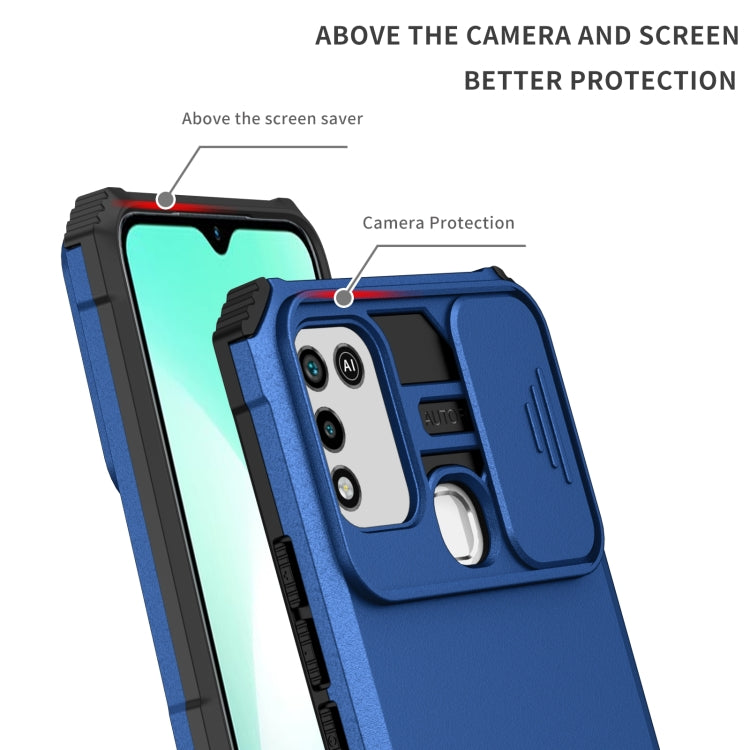 For Infinix Hot 10 Play/11 Play Stereoscopic Holder Sliding Camshield Phone Case(Blue) - Infinix Cases by PMC TechLife | Online Shopping South Africa | PMC TechLife