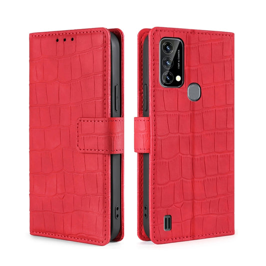 For Blackview A50 Skin Feel Crocodile Magnetic Clasp Leather Phone Case(Red) - More Brand by PMC Jewellery | Online Shopping South Africa | PMC Jewellery | Buy Now Pay Later Mobicred