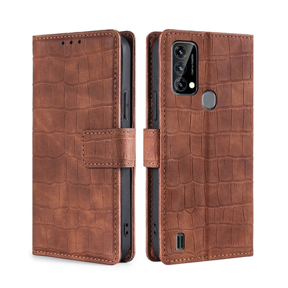For Blackview A50 Skin Feel Crocodile Magnetic Clasp Leather Phone Case(Brown) - More Brand by PMC Jewellery | Online Shopping South Africa | PMC Jewellery | Buy Now Pay Later Mobicred