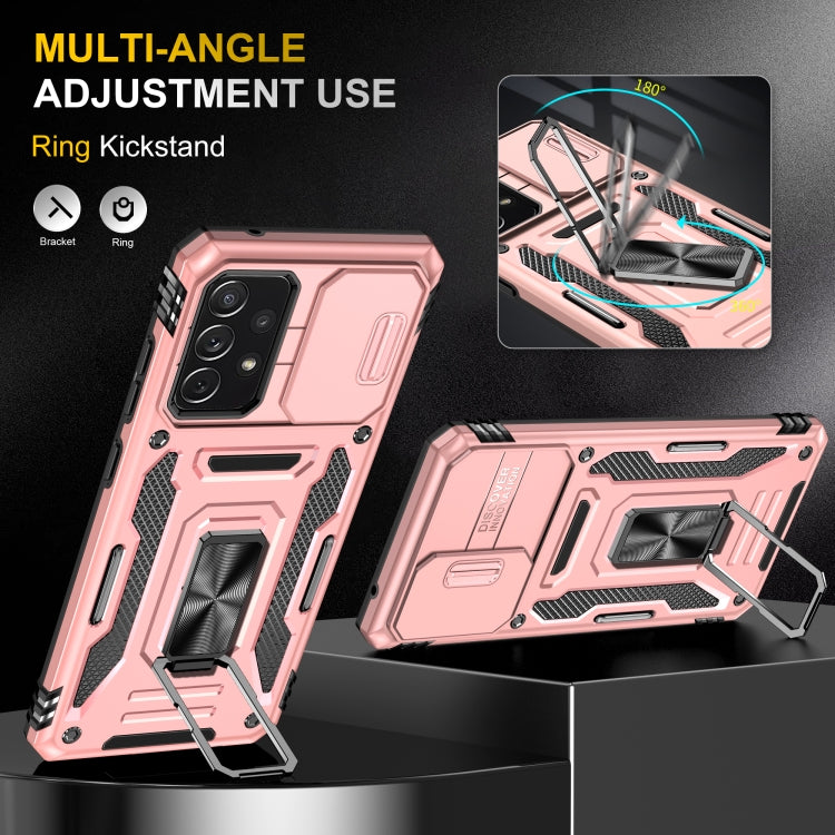 For Samsung Galaxy A52 5G/4G Armor PC + TPU Camera Shield Phone Case(Rose Gold) - Galaxy Phone Cases by PMC TechLife | Online Shopping South Africa | PMC TechLife
