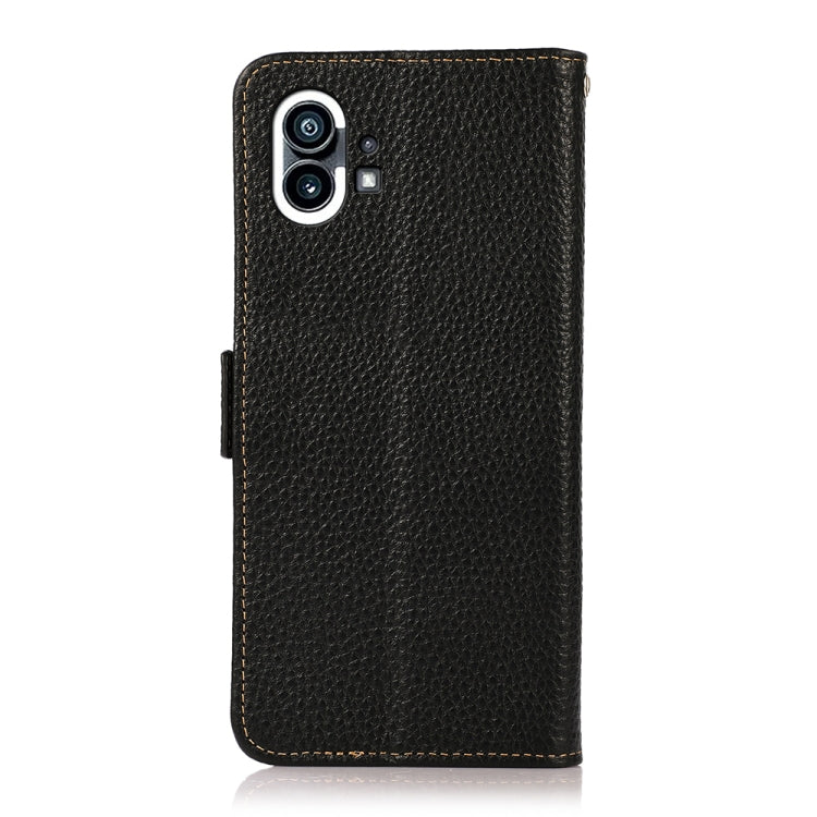 For Nothing Phone 1 KHAZNEH Side-Magnetic Litchi Genuine Leather RFID Phone Case(Black) - More Brand by PMC TechLife | Online Shopping South Africa | PMC TechLife | Buy Now Pay Later Mobicred