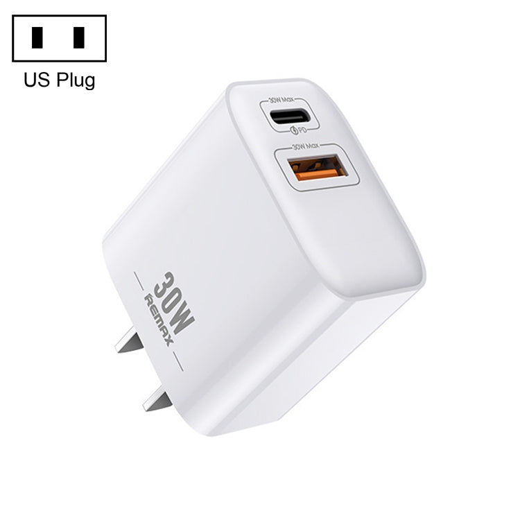 REMAX RP-U82 30W USB+USB-C/Type-C Dual Interface Fast Charger, Specification:US Plug(White) - USB Charger by REMAX | Online Shopping South Africa | PMC Jewellery | Buy Now Pay Later Mobicred