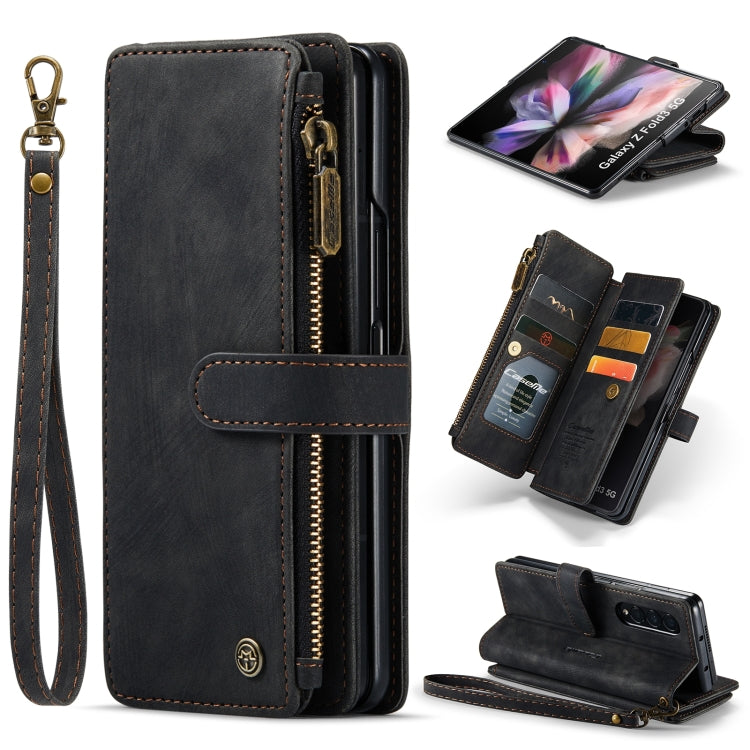 For Samsung Galaxy Z Fold4 5G CaseMe C30 Multifunctional Card Slots Zipper Phone Leather Phone Case(Black) - Galaxy Z Fold4 5G Cases by CaseMe | Online Shopping South Africa | PMC Jewellery | Buy Now Pay Later Mobicred