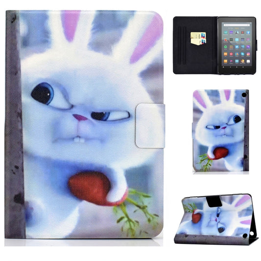 For Amazon Kindle Fire 7 2022 Electric Horizontal Flat Painted Leather Tablet Case(White Rabbit) - Amazon by PMC Jewellery | Online Shopping South Africa | PMC Jewellery | Buy Now Pay Later Mobicred