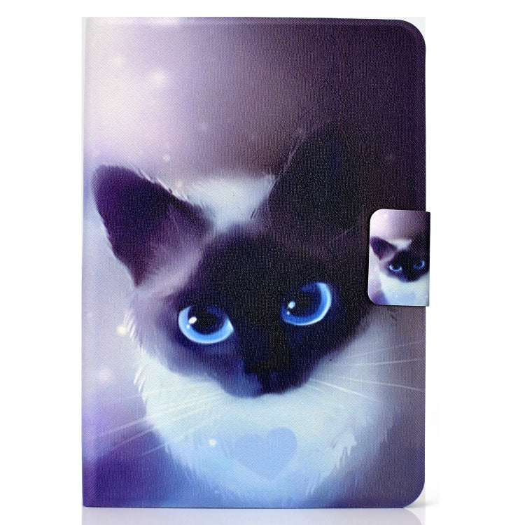 For Amazon Kindle Fire 7 2022 Electric Horizontal Flat Painted Leather Tablet Case(Blue Eyed Cat) - Amazon by PMC TechLife | Online Shopping South Africa | PMC TechLife | Buy Now Pay Later Mobicred