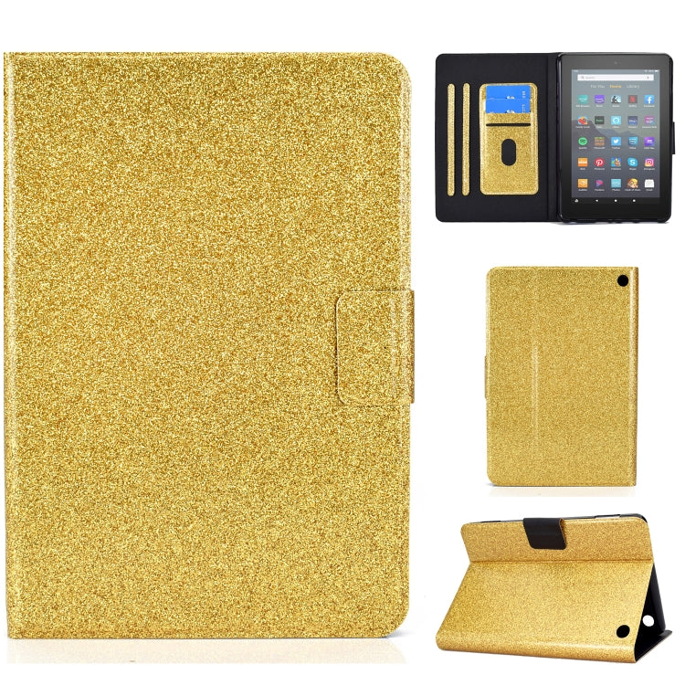 For Amazon Kindle Fire 7 2022 Varnish Glitter Powder Smart Leather Tablet Case(Yellow) - Amazon by PMC TechLife | Online Shopping South Africa | PMC TechLife | Buy Now Pay Later Mobicred