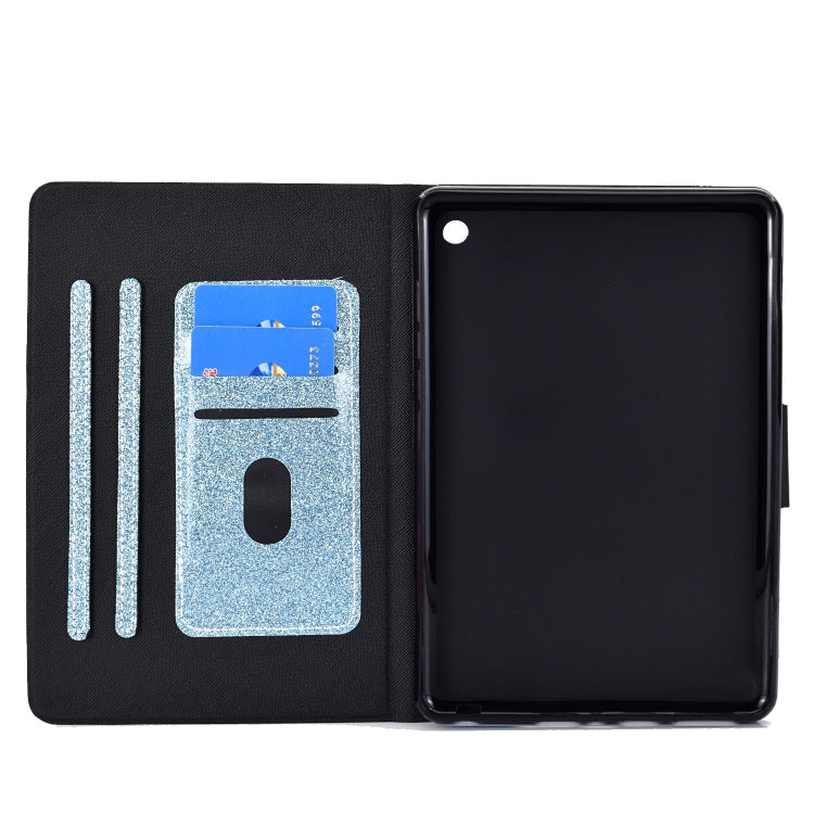 For Amazon Kindle Fire 7 2022 Varnish Glitter Powder Smart Leather Tablet Case(Blue) - Amazon by PMC TechLife | Online Shopping South Africa | PMC TechLife | Buy Now Pay Later Mobicred