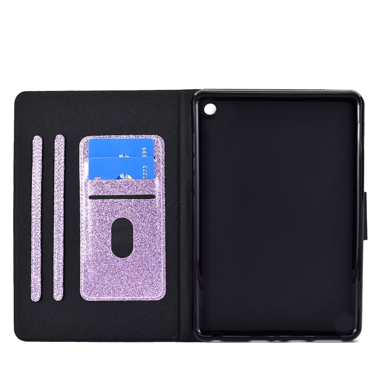 For Amazon Kindle Fire 7 2022 Varnish Glitter Powder Smart Leather Tablet Case(Purple) - Amazon by PMC TechLife | Online Shopping South Africa | PMC TechLife | Buy Now Pay Later Mobicred