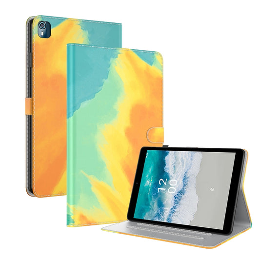 For Nokia T10 Watercolor Pattern Flip Leather Tablet Case(Autumn Leaves) - Nokia by PMC Jewellery | Online Shopping South Africa | PMC Jewellery | Buy Now Pay Later Mobicred