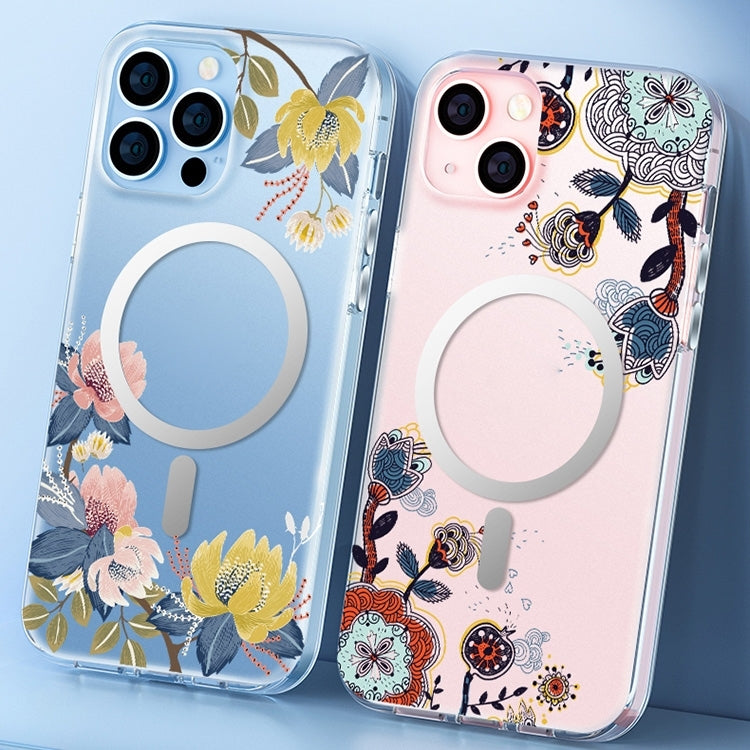 For iPhone 14 Pro Flower Frosted MagSafe Phone Case(Gypsophila) - iPhone 14 Pro Cases by PMC TechLife | Online Shopping South Africa | PMC TechLife