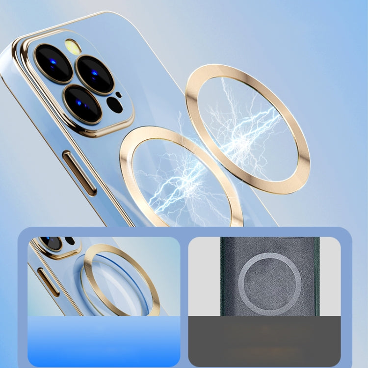 For iPhone 14 Pro Max 6D Gold Plated Magsafe Magnetic Phone Case (Sierra Blue) - iPhone 14 Pro Max Cases by PMC TechLife | Online Shopping South Africa | PMC TechLife