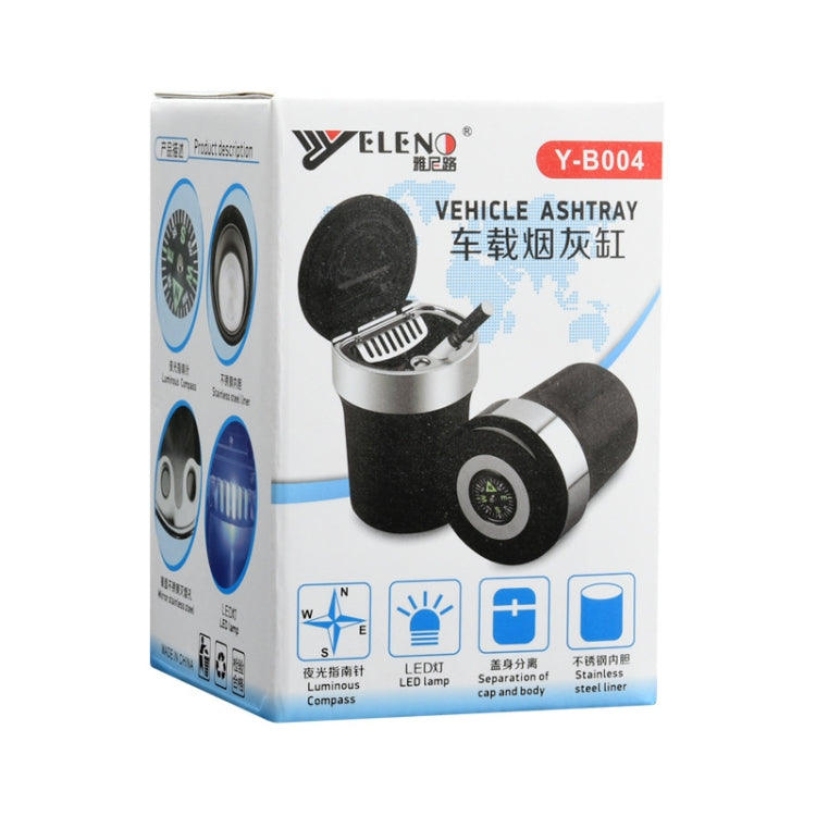 Car Compass Ashtray Built-in LED(Black+Silver) - Ashtrays by PMC TechLife | Online Shopping South Africa | PMC TechLife | Buy Now Pay Later Mobicred