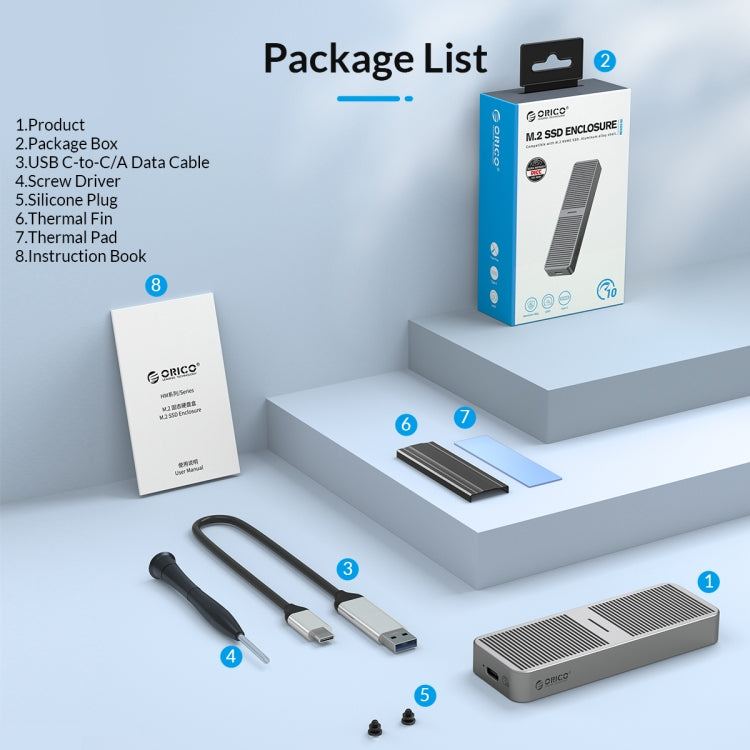 ORICO M222C3-G2-GY USB3.1 Gen2 Type-C 10Gbps M.2 NVMe SSD Enclosure(Grey) - HDD Enclosure by ORICO | Online Shopping South Africa | PMC Jewellery | Buy Now Pay Later Mobicred