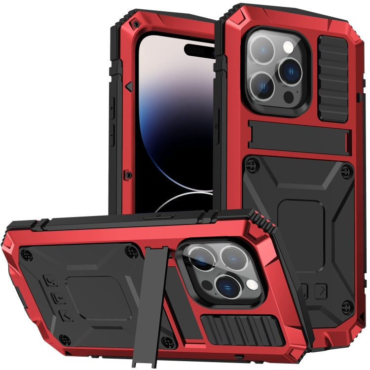 For iPhone 14 Pro Max R-JUST Shockproof Waterproof Dust-proof Case with Holder (Red) - iPhone 14 Pro Max Cases by R-JUST | Online Shopping South Africa | PMC TechLife | Buy Now Pay Later Mobicred