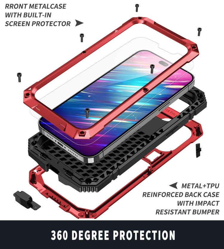 For iPhone 14 Pro Max R-JUST Shockproof Waterproof Dust-proof Case with Holder (Red) - iPhone 14 Pro Max Cases by R-JUST | Online Shopping South Africa | PMC TechLife | Buy Now Pay Later Mobicred