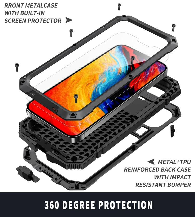 For iPhone 14 Plus R-JUST Shockproof Waterproof Dust-proof Case with Holder (Black) - iPhone 14 Plus Cases by R-JUST | Online Shopping South Africa | PMC Jewellery