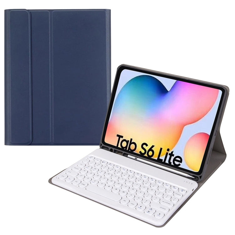 Round Cap Bluetooth Keyboard Leather Case with Pen Slot, without Touchpad For Samsung Galaxy Tab S7(Dark Blue+White Keyboard) - Samsung Keyboard by PMC TechLife | Online Shopping South Africa | PMC TechLife