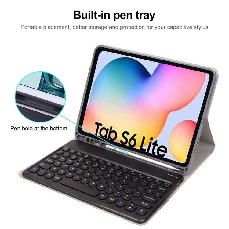 Round Cap Bluetooth Keyboard Leather Case with Pen Slot, without Touchpad For Samsung Galaxy Tab A7 10.4 2020(Dark Blue+White Keyboard) - Samsung Keyboard by PMC TechLife | Online Shopping South Africa | PMC TechLife