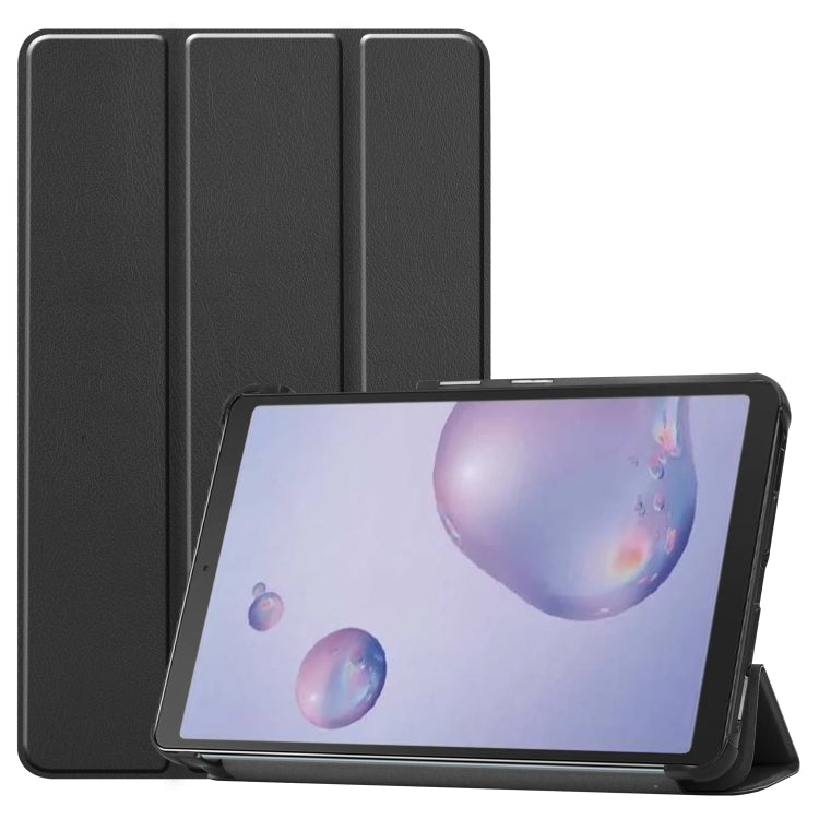 For Galaxy Tab A 8.4 (2020) Custer Pattern Pure Color Horizontal Flip Leather Case with Three-folding Holder(Black) - Tab A 8.4 (2020) by PMC Jewellery | Online Shopping South Africa | PMC Jewellery