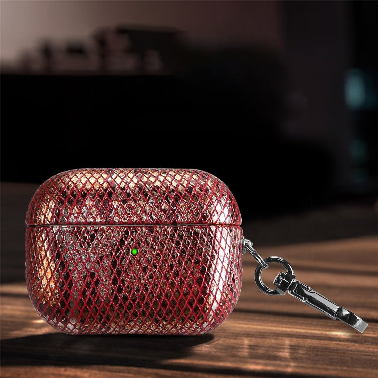 J01 Mesh Snakeskin Headphone Case For AirPods Pro(Red) - For AirPods Pro by PMc TechLife | Online Shopping South Africa | PMc TechLife | Buy Now Pay Later Mobicred