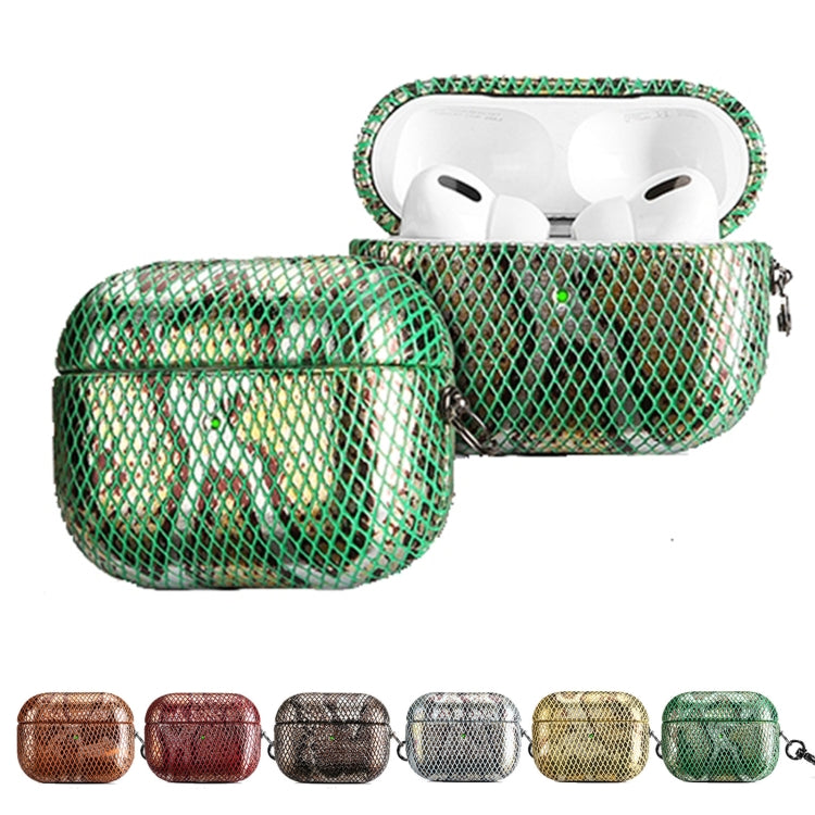J01 Mesh Snakeskin Headphone Case For AirPods Pro(Red) - For AirPods Pro by PMc TechLife | Online Shopping South Africa | PMc TechLife | Buy Now Pay Later Mobicred
