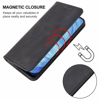 For Realme 7 5G Magnetic Closure Leather Phone Case(Black) - Realme Cases by PMC Jewellery | Online Shopping South Africa | PMC Jewellery | Buy Now Pay Later Mobicred