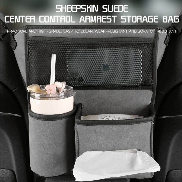 Car Center Console Hanging Bag Sheepskin Leather Storage Bag(Grey) - free shipping - PMC TechLife - Order now!