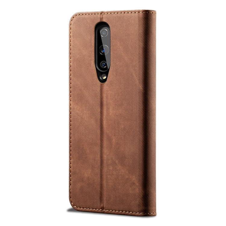 For OnePlus 8 Denim Texture Casual Style Horizontal Flip Leather Case with Holder & Card Slots & Wallet(Brown) - OnePlus Cases by PMC TechLife | Online Shopping South Africa | PMC TechLife