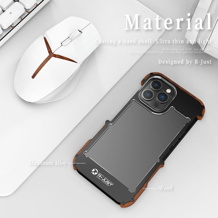 For iPhone 14 Pro R-JUST Ironwood Generation Metal + Wood Phone Case - iPhone 14 Pro Cases by R-JUST | Online Shopping South Africa | PMC TechLife