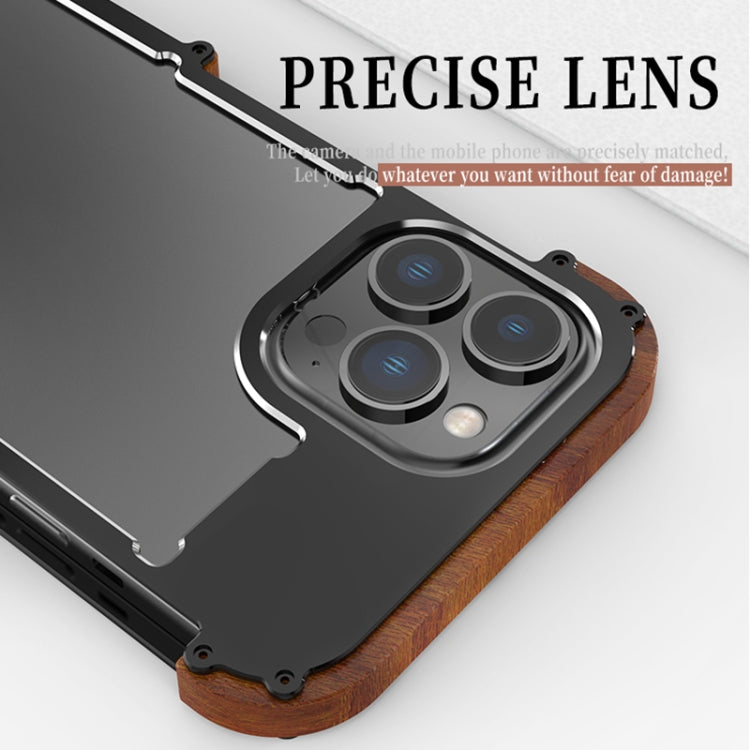 For iPhone 14 Pro R-JUST Ironwood Generation Metal + Wood Phone Case - iPhone 14 Pro Cases by R-JUST | Online Shopping South Africa | PMC TechLife