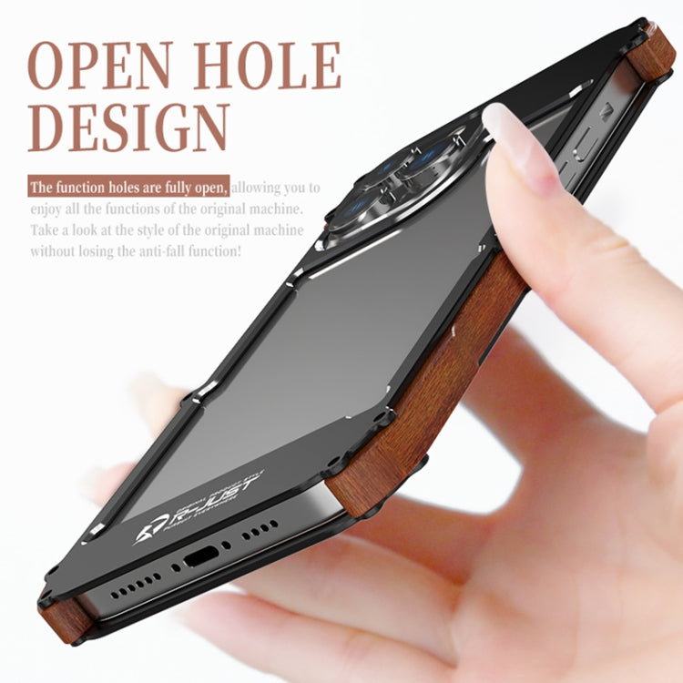 For iPhone 14 Pro R-JUST Ironwood Generation Metal + Wood Phone Case - iPhone 14 Pro Cases by R-JUST | Online Shopping South Africa | PMC TechLife