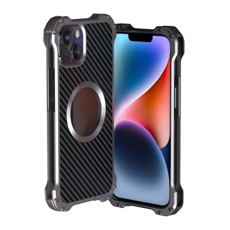 For iPhone 14 Plus R-JUST RJ51 Hollow Shockproof Metal Phone Case (Dark Grey) - iPhone 14 Plus Cases by R-JUST | Online Shopping South Africa | PMC TechLife | Buy Now Pay Later Mobicred